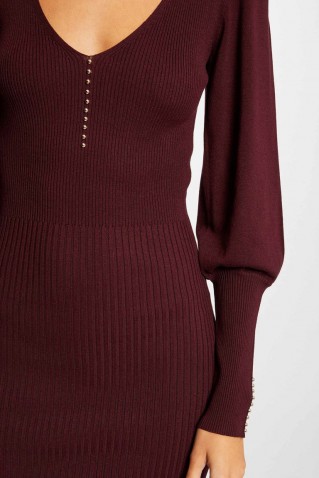 fitted jumper dress with v-neck morgan