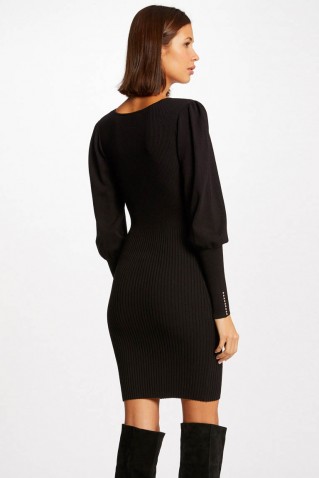 fitted jumper dress with v-neck morgan