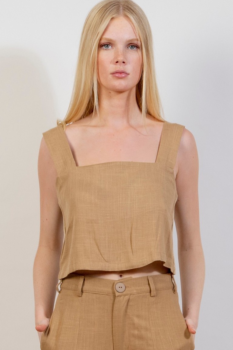 linen cropped top aggel knitwear