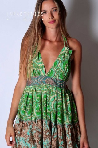 "cenote" short patchwork dress lara ethnics