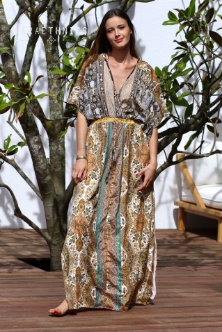 "sorela" patchwork long dress lara ethnics