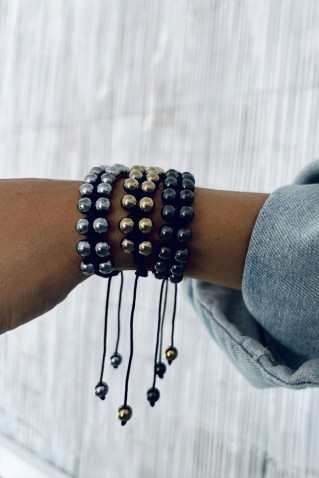διπλο βραχιολι ημιπολυτιμου αιματιτη goupi handmade jewels