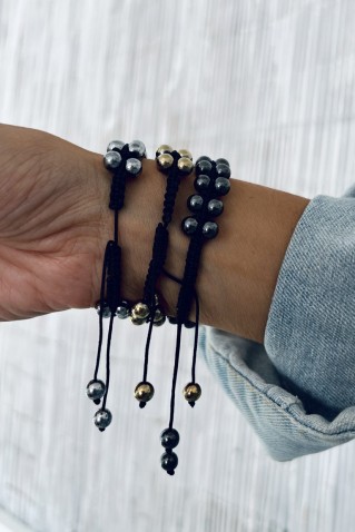 διπλο βραχιολι ημιπολυτιμου αιματιτη goupi handmade jewels