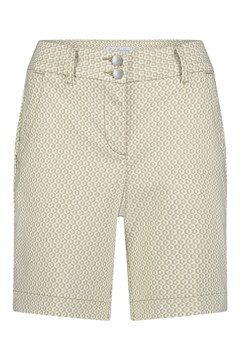 "ava" fancy dot shorts red button