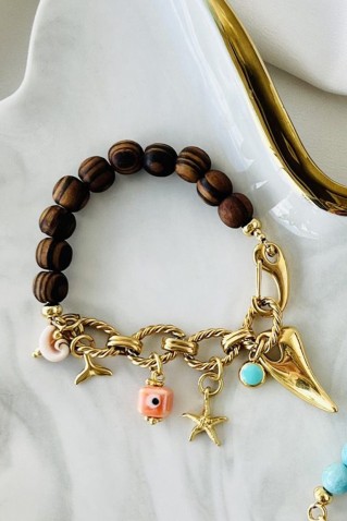 βραχιολι με ξυλινες χαντρες goupi handmade jewels