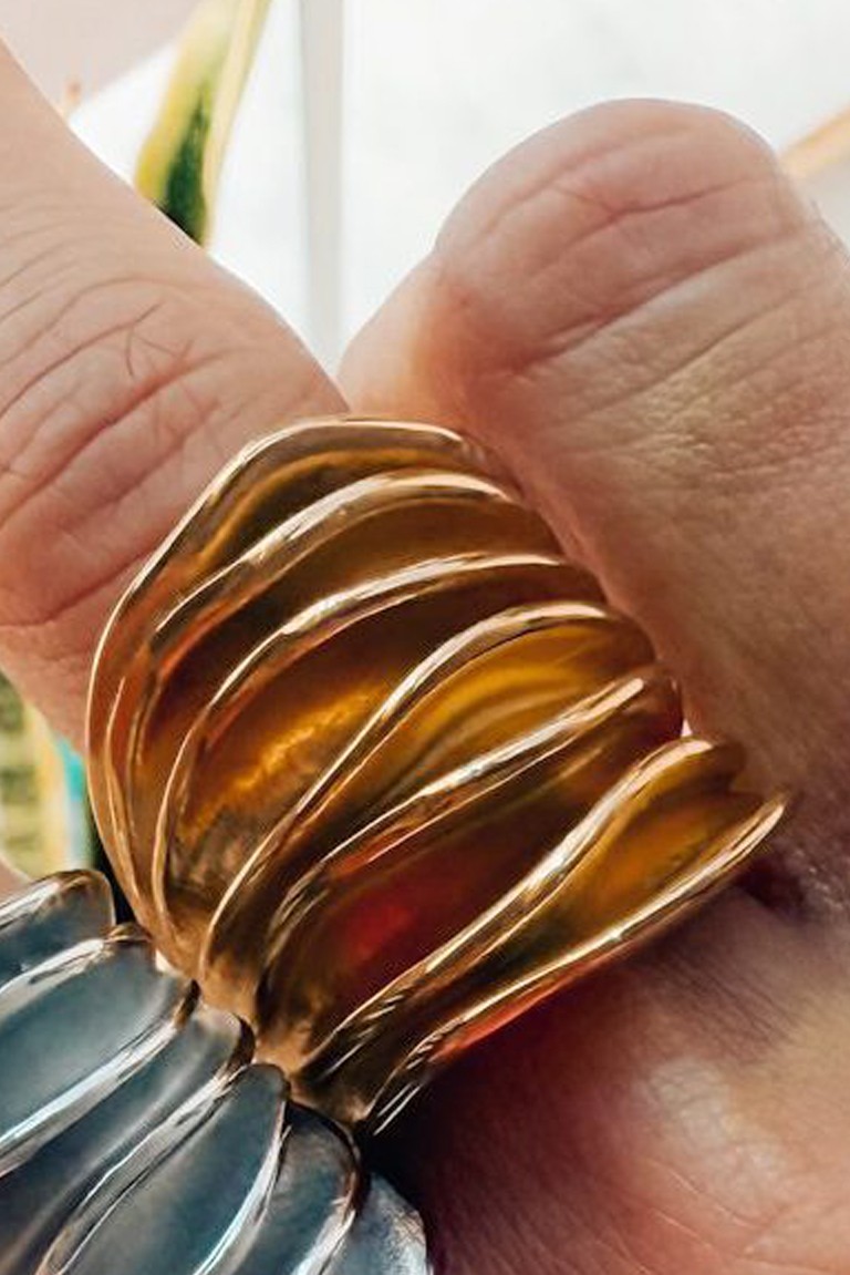 steel ring wide wave goupi handmade jewels