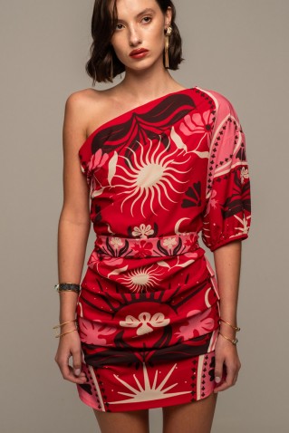 "passionflower" one shoulder mini dress peace & chaos