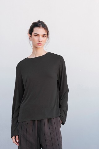 long sleeve rib blouse badila