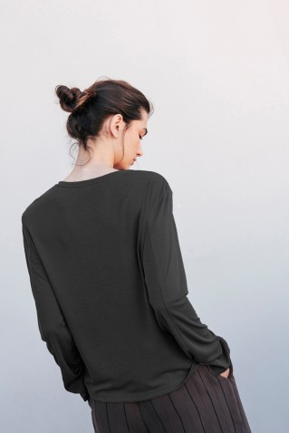 long sleeve rib blouse badila