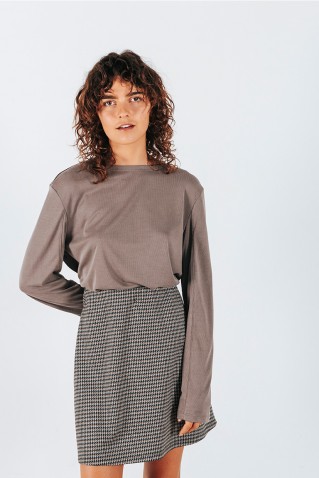 long sleeve rib blouse badila