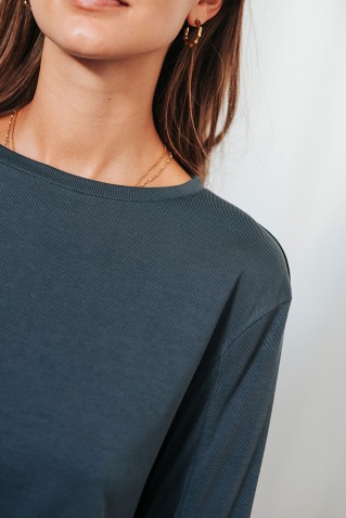 long sleeve rib blouse badila