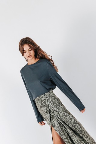 long sleeve rib blouse badila