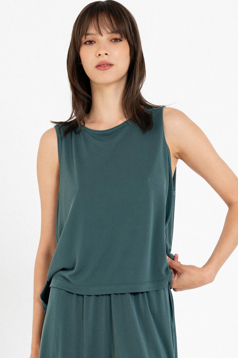 basic cupro sleeveless cropped top philosophy