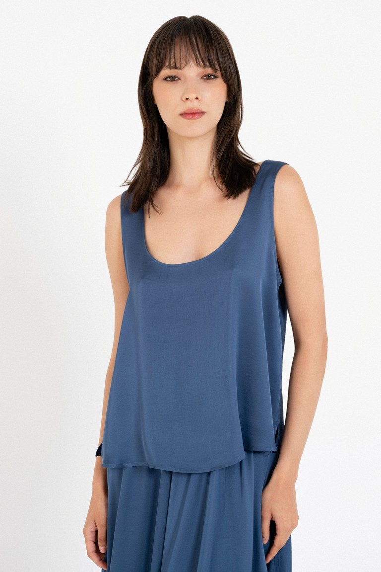 satin fine ecovero sleeveless cropped top philosophy