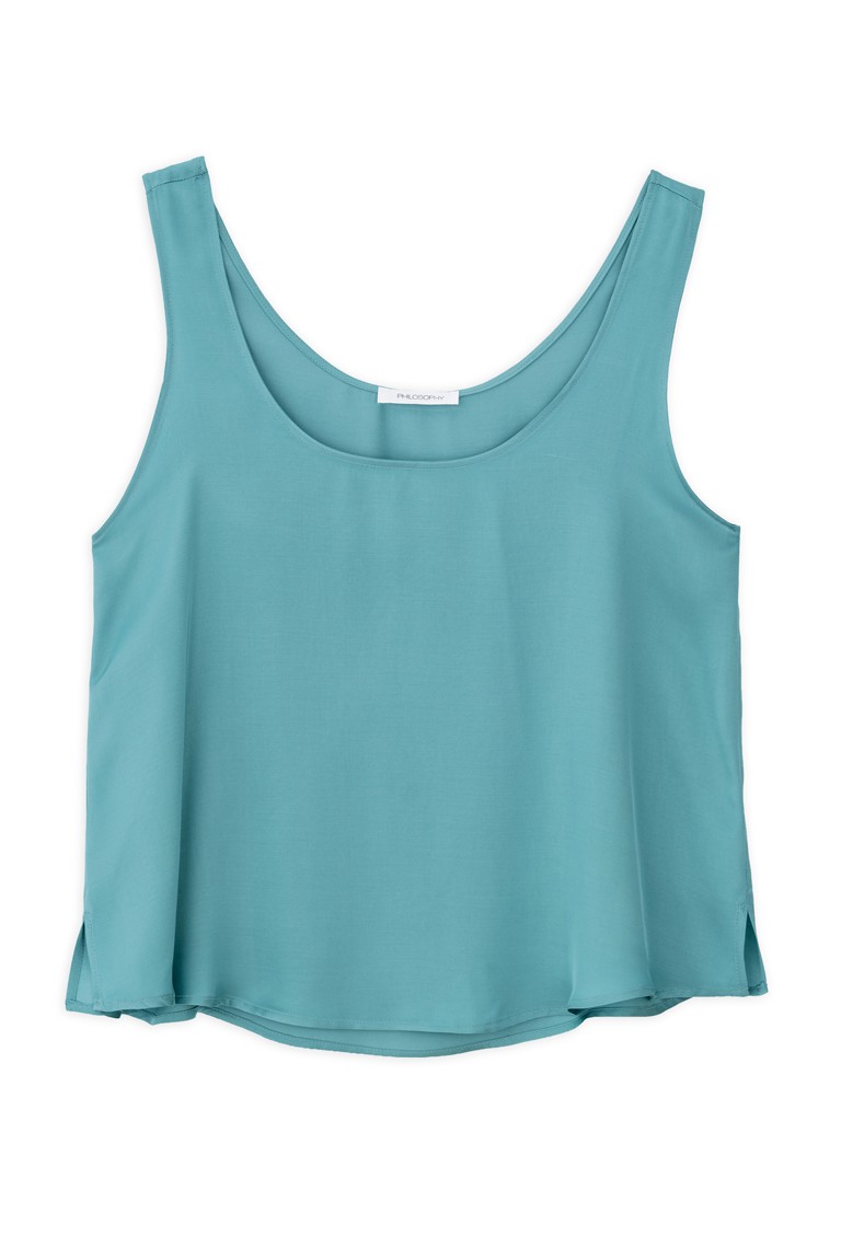 satin fine ecovero sleeveless cropped top philosophy