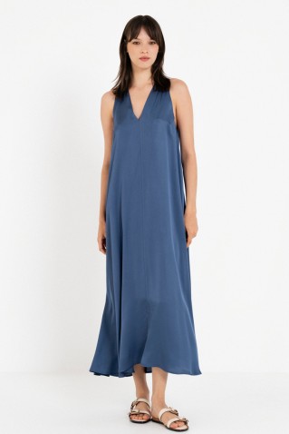 satin fine ecovero v-neck dress philosophy