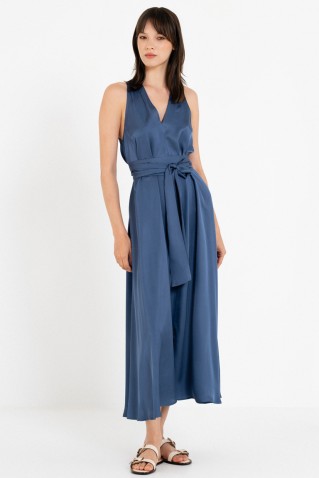 satin fine ecovero v-neck dress philosophy