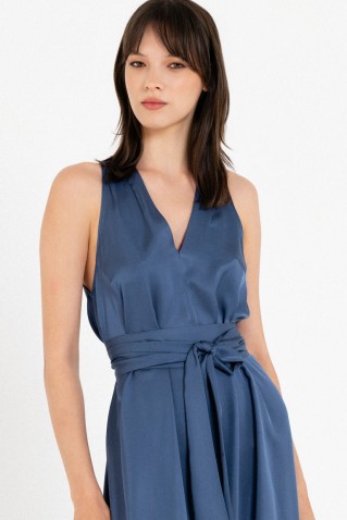 satin fine ecovero v-neck dress philosophy