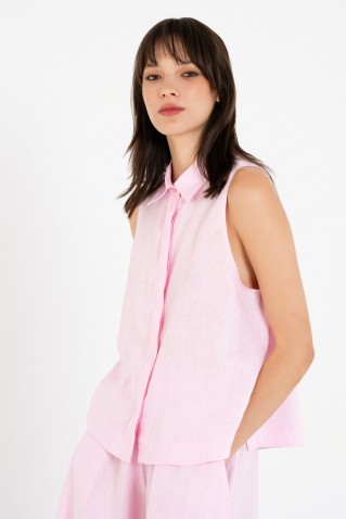 linen halter neck cropped shirt philosophy