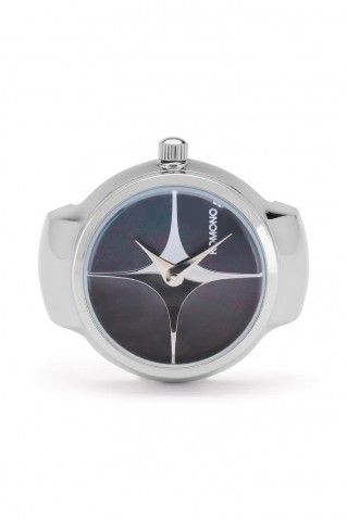 "noor" silver black ring watch komono