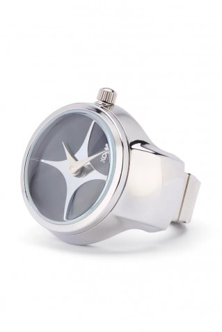 "noor" silver black ring watch komono