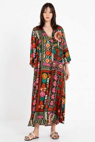 satin print v neck dress philosophy