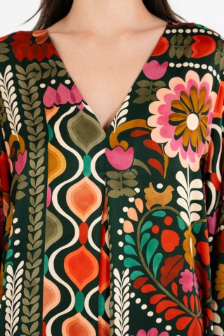 satin print v neck dress philosophy