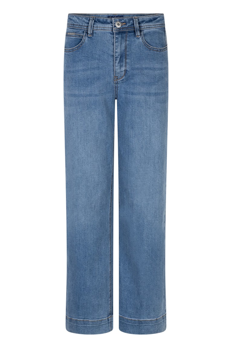 "conny pressed crease" denim pants red button