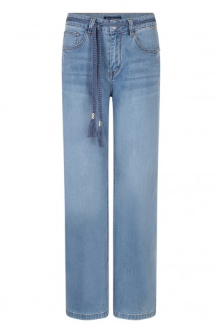 "colette & belt" denim pants red button