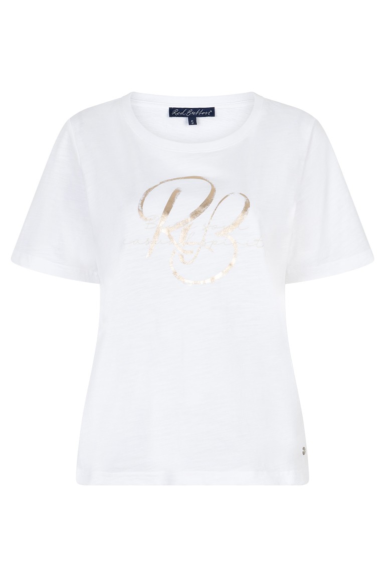 "temmy foil" t-shirt red button