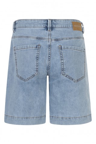 "bibette short & button" denim shorts red button