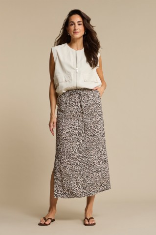 "indie" linen skirt red button