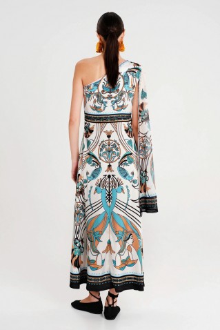 fountain one shoulder long dress peace & chaos