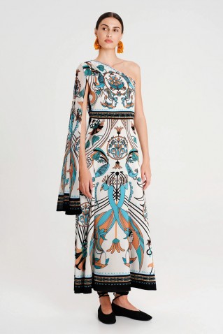 fountain one shoulder long dress peace & chaos