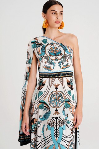 fountain one shoulder long dress peace & chaos