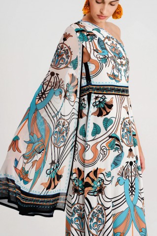 fountain one shoulder long dress peace & chaos