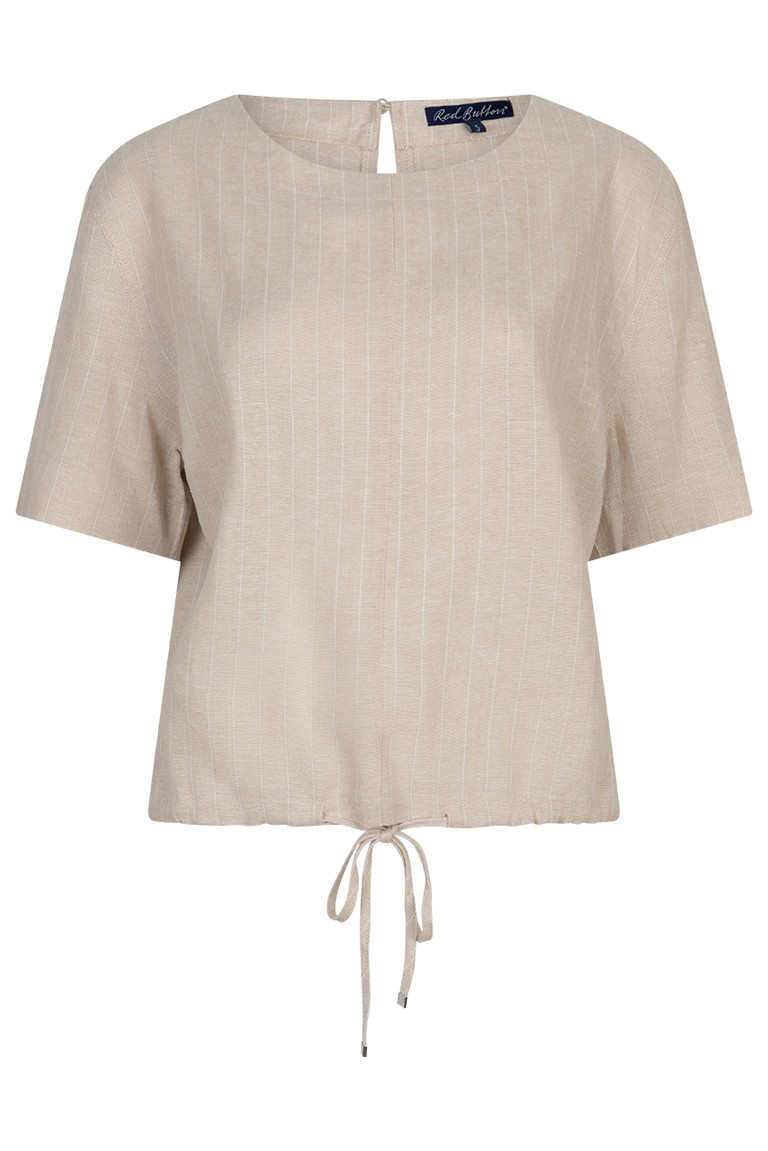 skyler linen pinstripe blouse red button