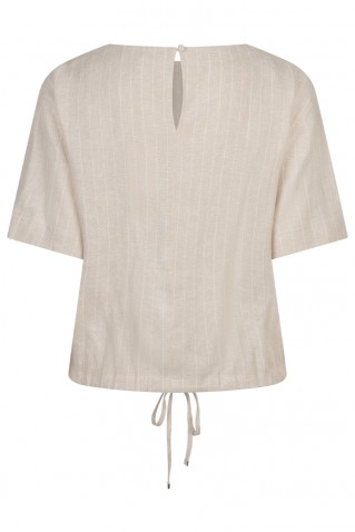 skyler linen pinstripe blouse red button