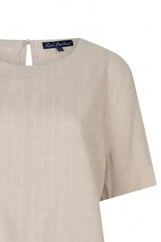 skyler linen pinstripe blouse red button