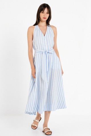 linen stripes halter neck dress philosophy