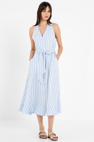 linen stripes halter neck dress philosophy