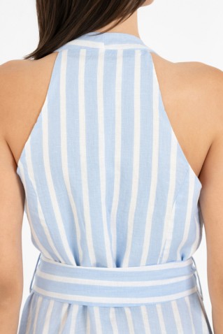 linen stripes halter neck dress philosophy