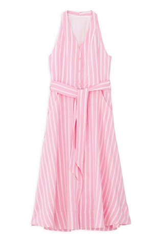 linen stripes halter neck dress philosophy