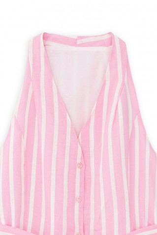 linen stripes halter neck dress philosophy