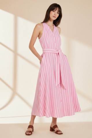 linen stripes halter neck dress philosophy