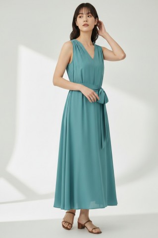 satin fine ecovero v-neck dress philosophy