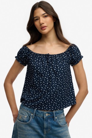 1/2 button woven top superdry & co