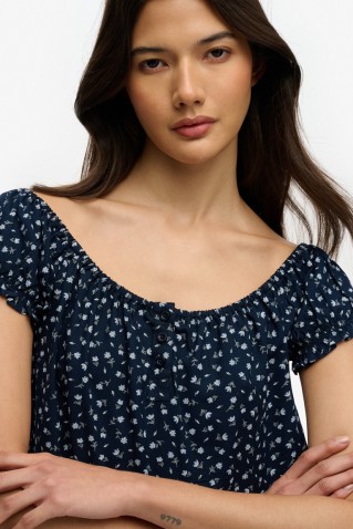 1/2 button woven top superdry & co