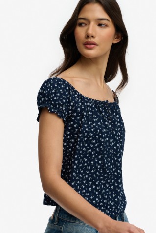 1/2 button woven top superdry & co