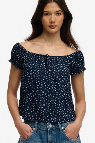 1/2 button woven top superdry & co
